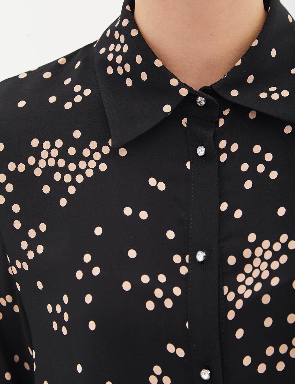 Polka Dot Garnished Tunic Black