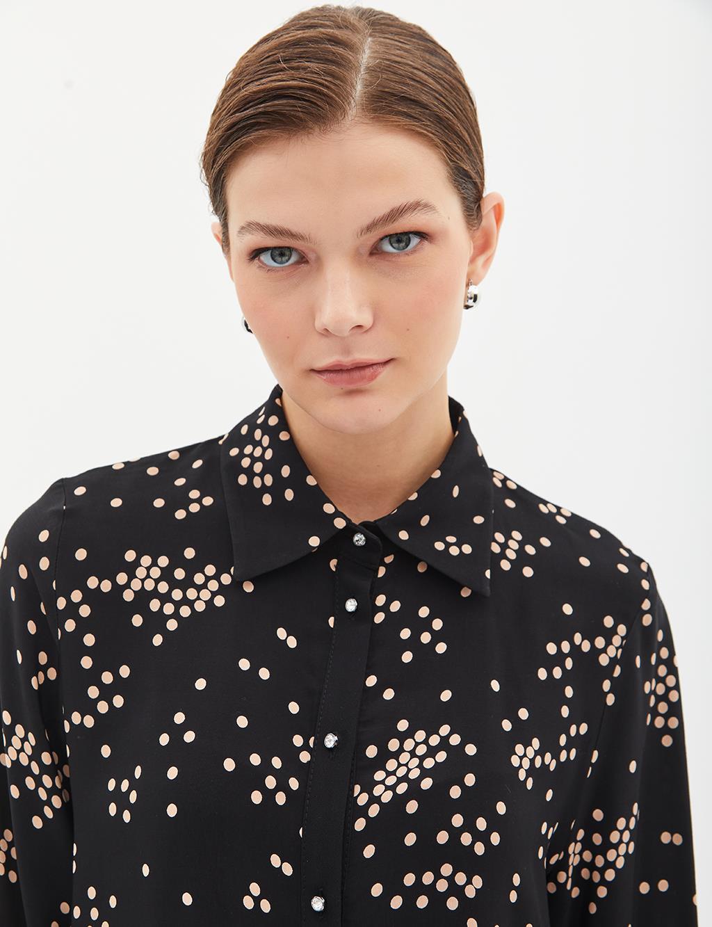 Polka Dot Garnished Tunic Black