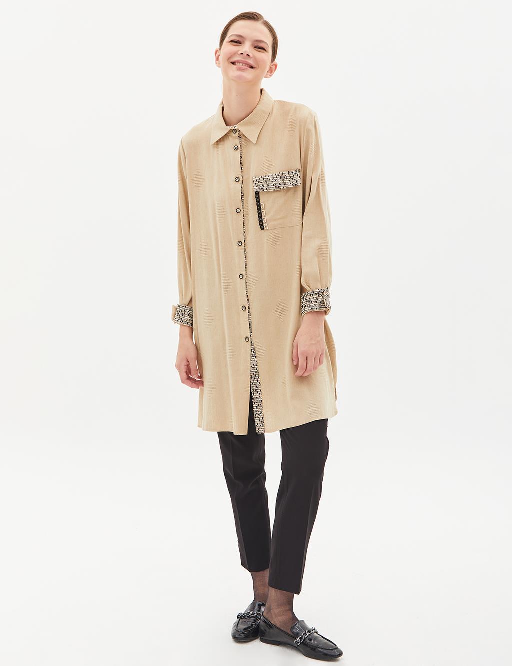 Tunic with Chain Accessory Beige