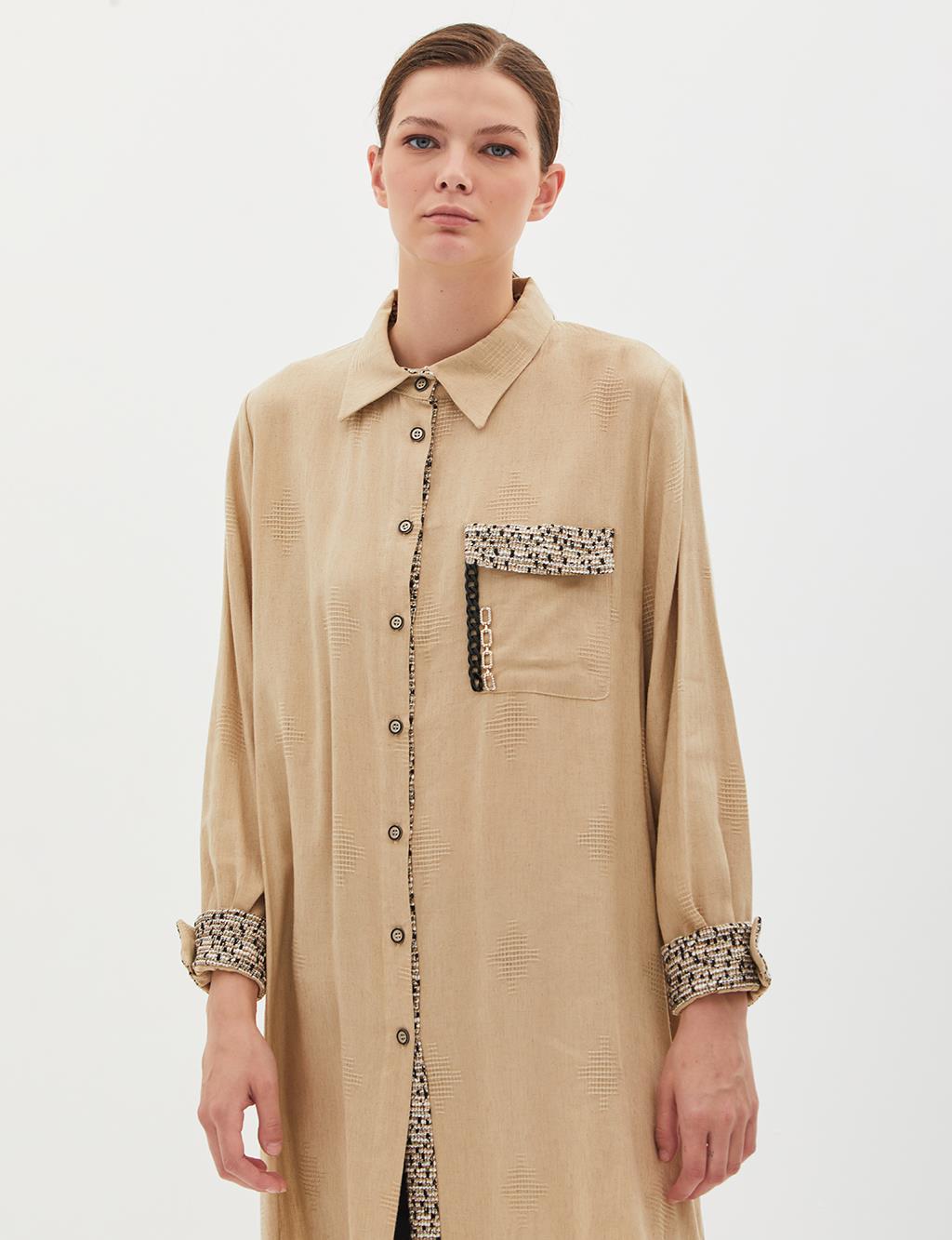 Tunic with Chain Accessory Beige