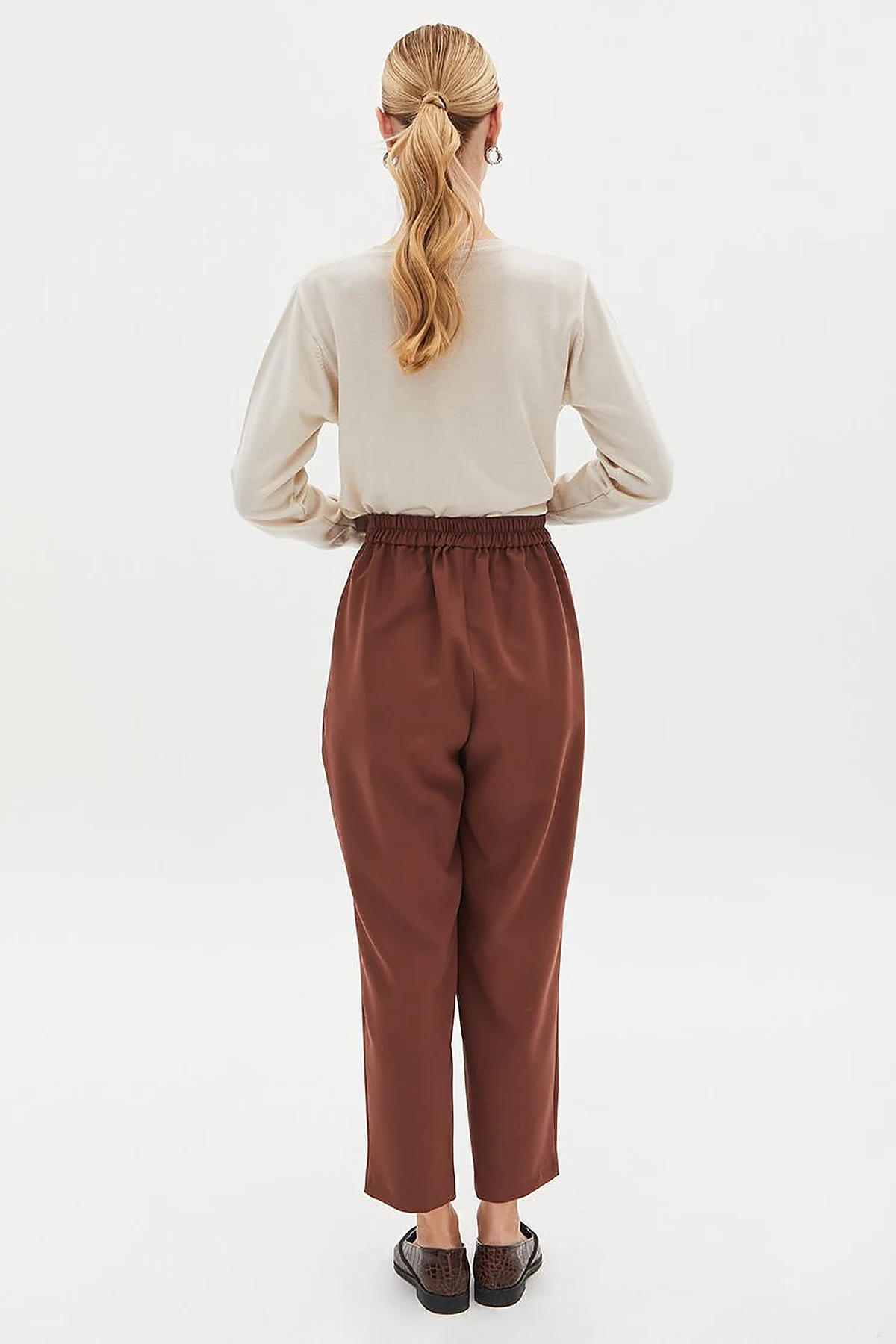 Pleated Leg Trousers Brown