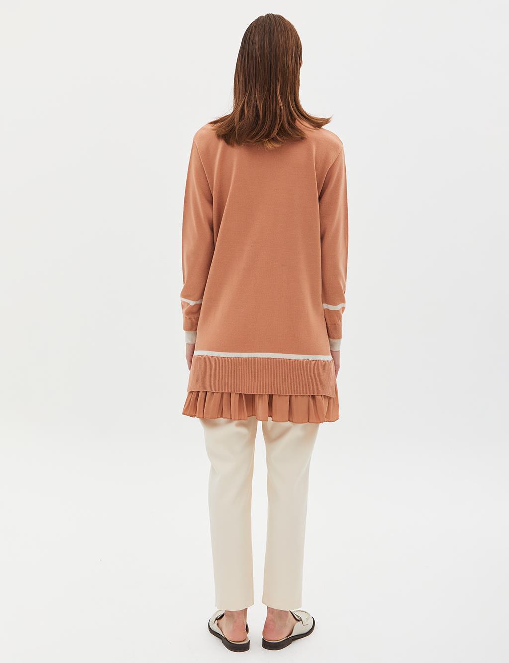 Layer Detailed Pleated Skirt Tunic Salmon