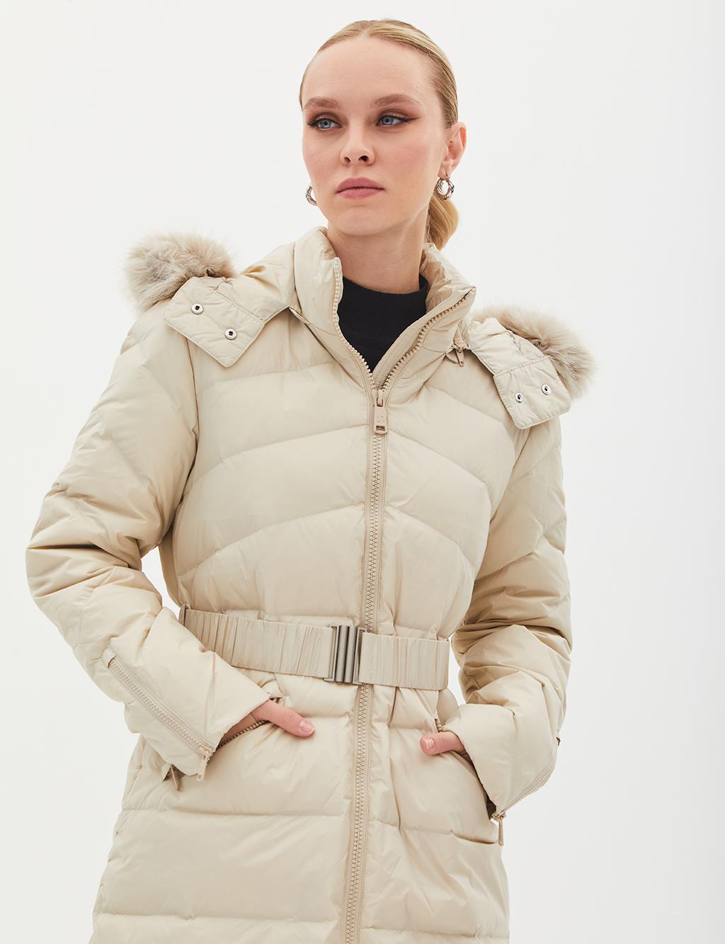 Shop the Polina Hooded Faux Fur Jacket Ivory | Selfie Leslie