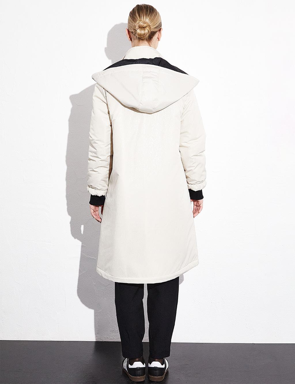 Removable Hooded Coat Cream