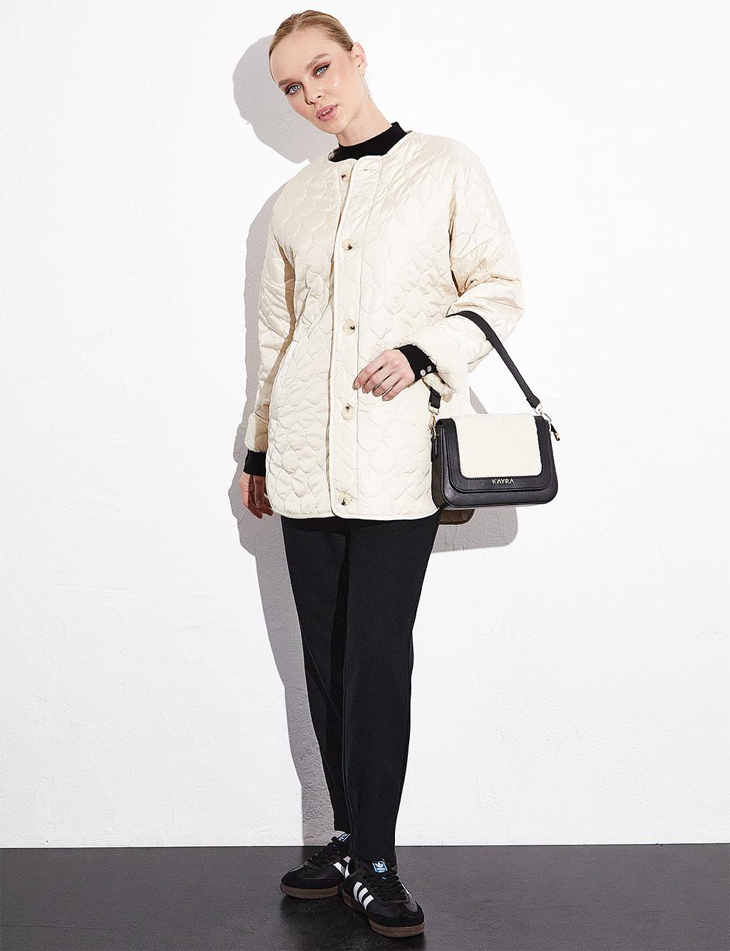 Double Sided Buttoned Plush Jacket Cream