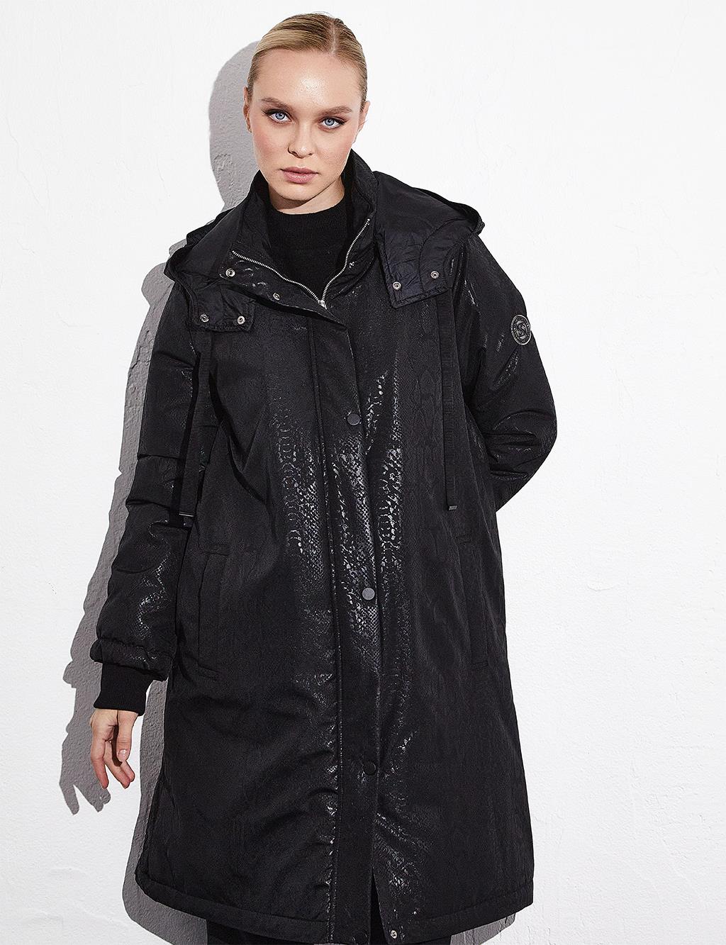 Removable Hooded Coat Black