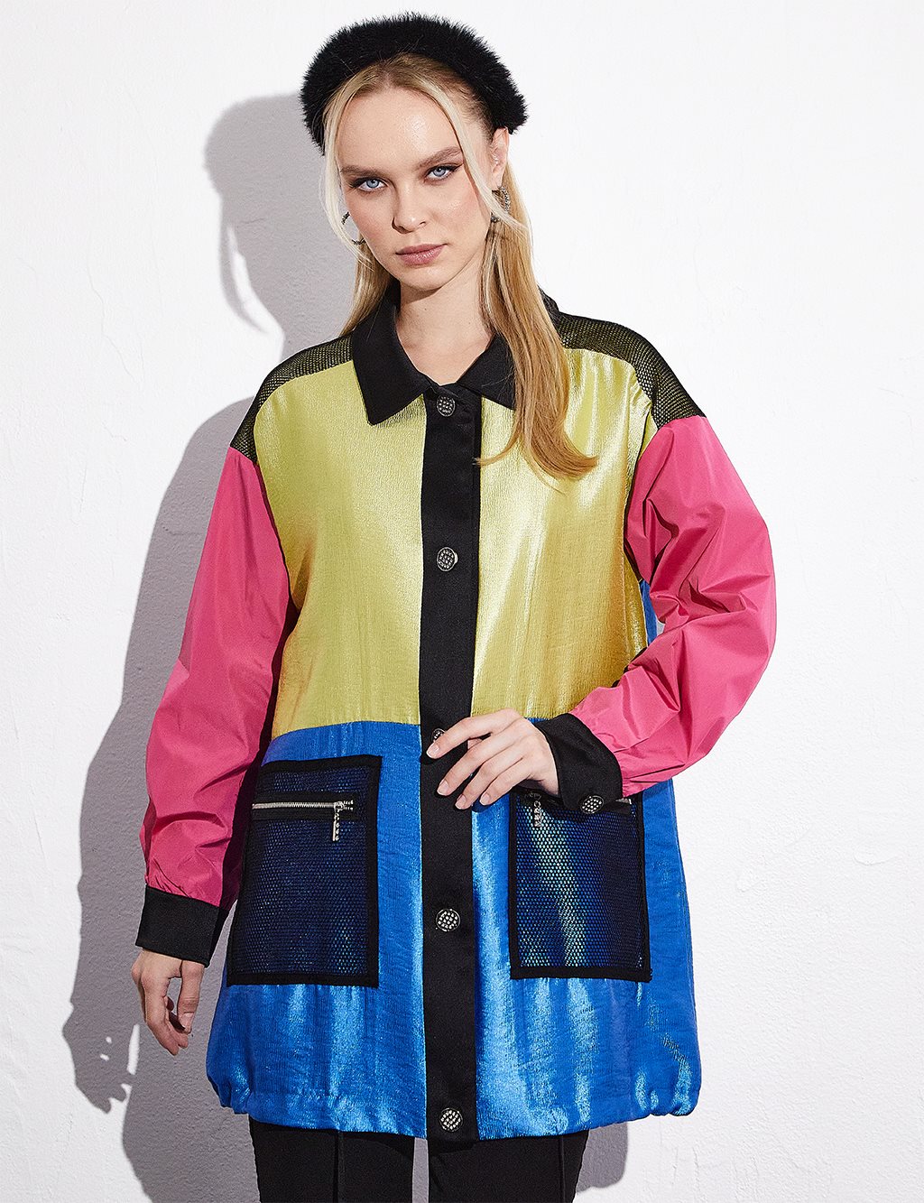  Color Blocked Jacket Cobalt Blue