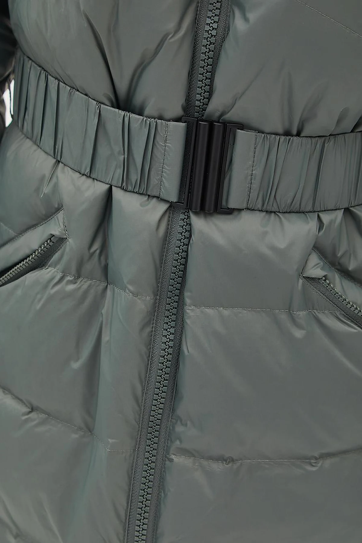 Removable Hooded Goose Down Coat Mold Green