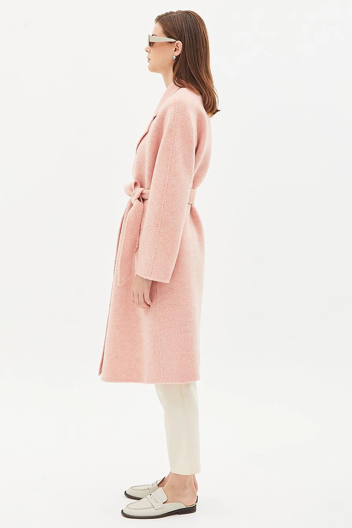 Premium Wool Men's Collar Belted Coat Powder