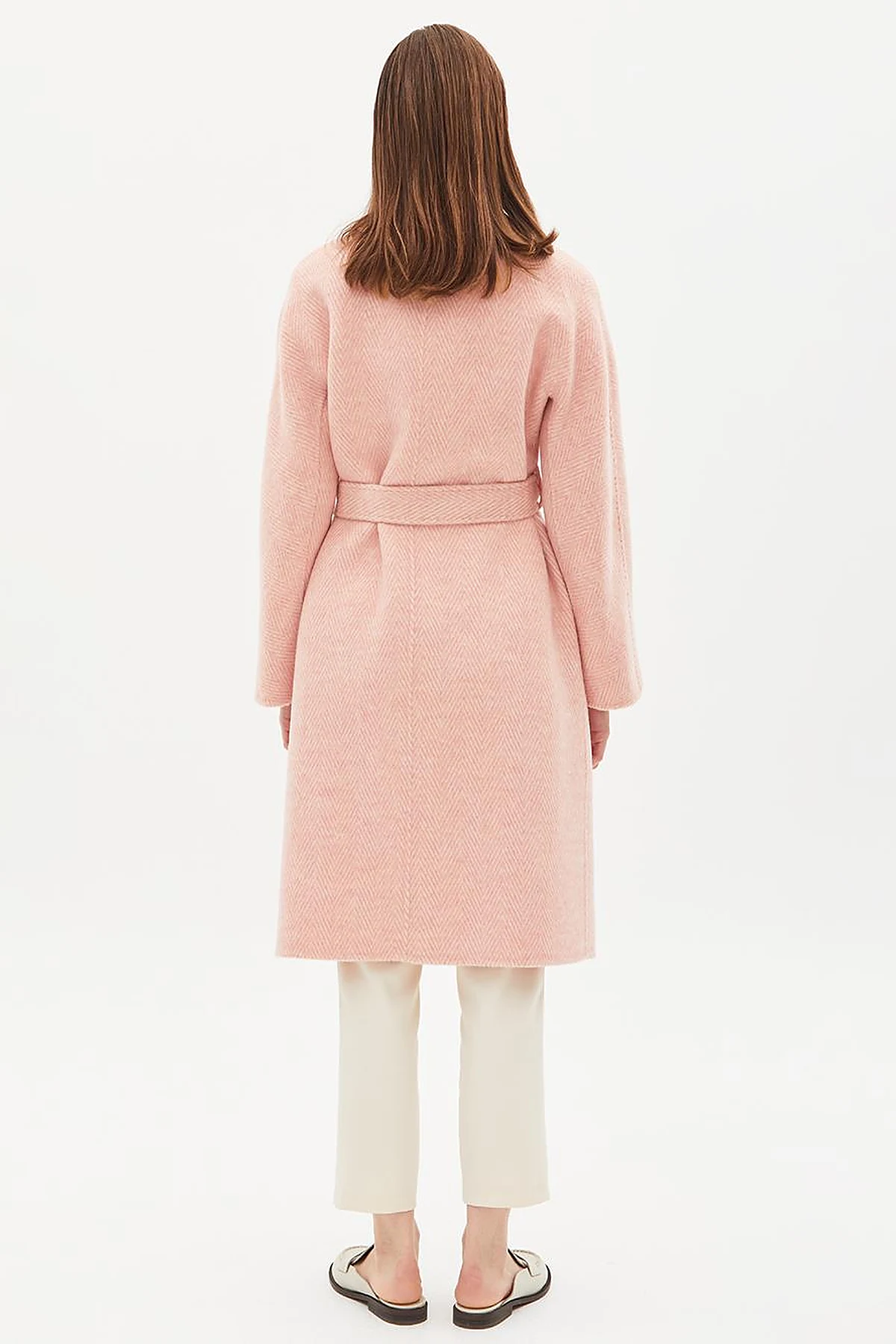 Premium Wool Men's Collar Belted Coat Powder