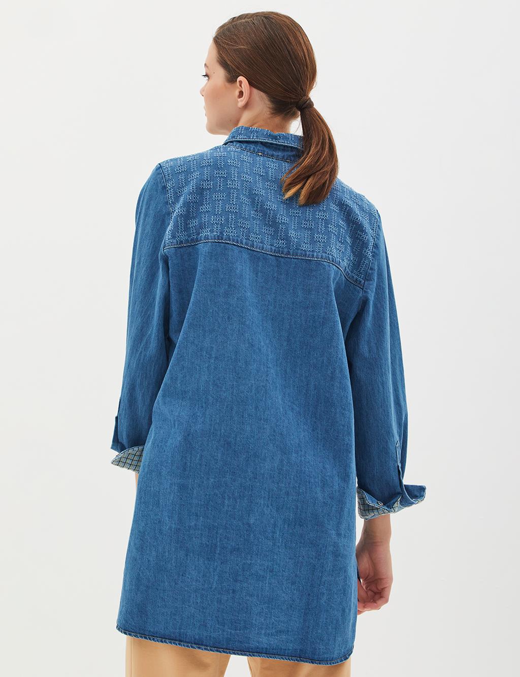 Cepli Denim Tunik İndigo