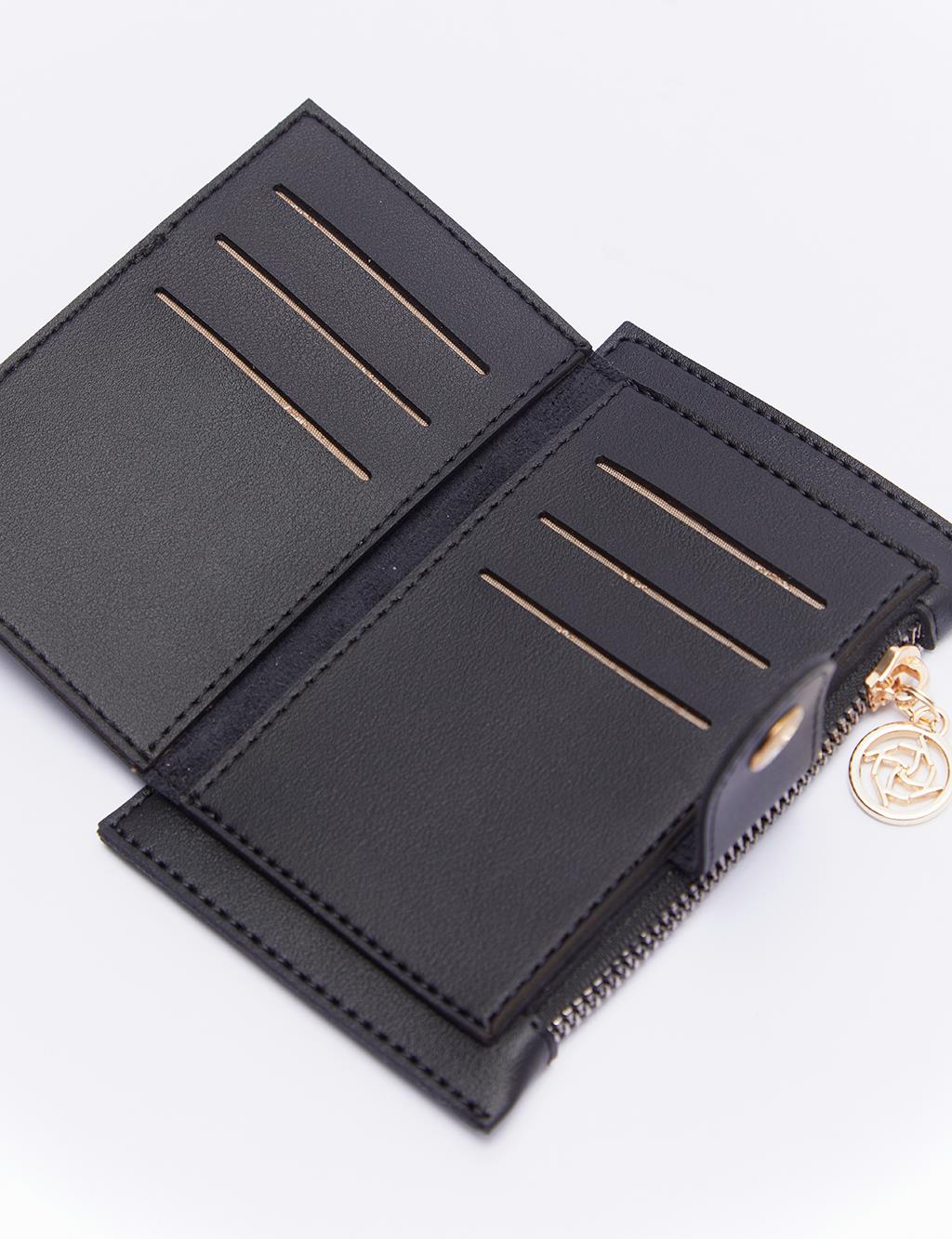 Stripe Snap Wallet Black