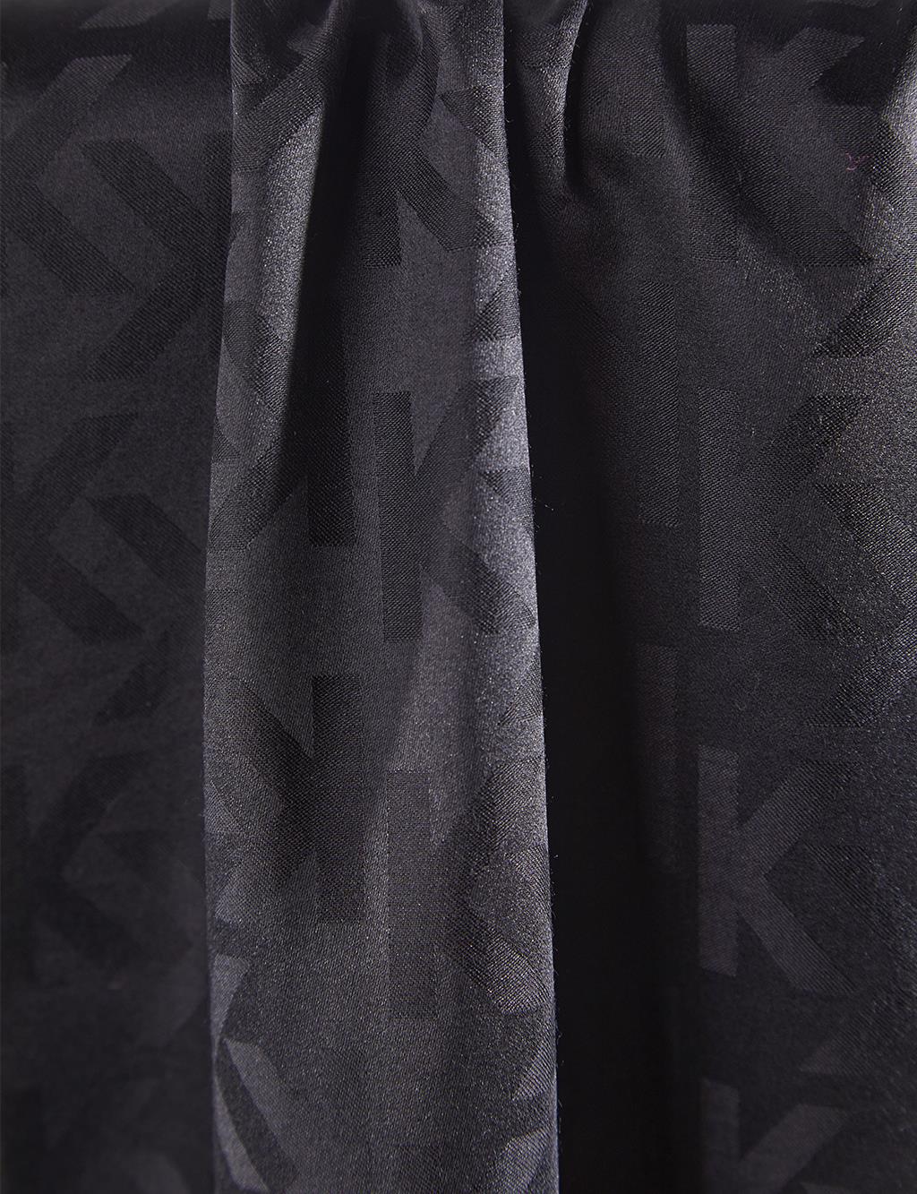 Silk Blend Jacquard Monogram Patterned Shawl Black