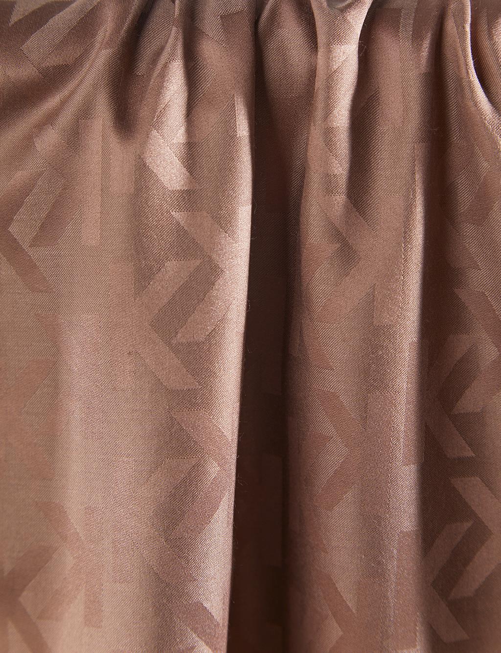 Silk Blend Jacquard Monogram Patterned Shawl Dark Brown