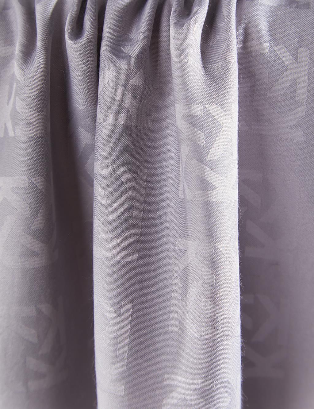 Silk Blend Jacquard Logo Patterned Shawl Gray