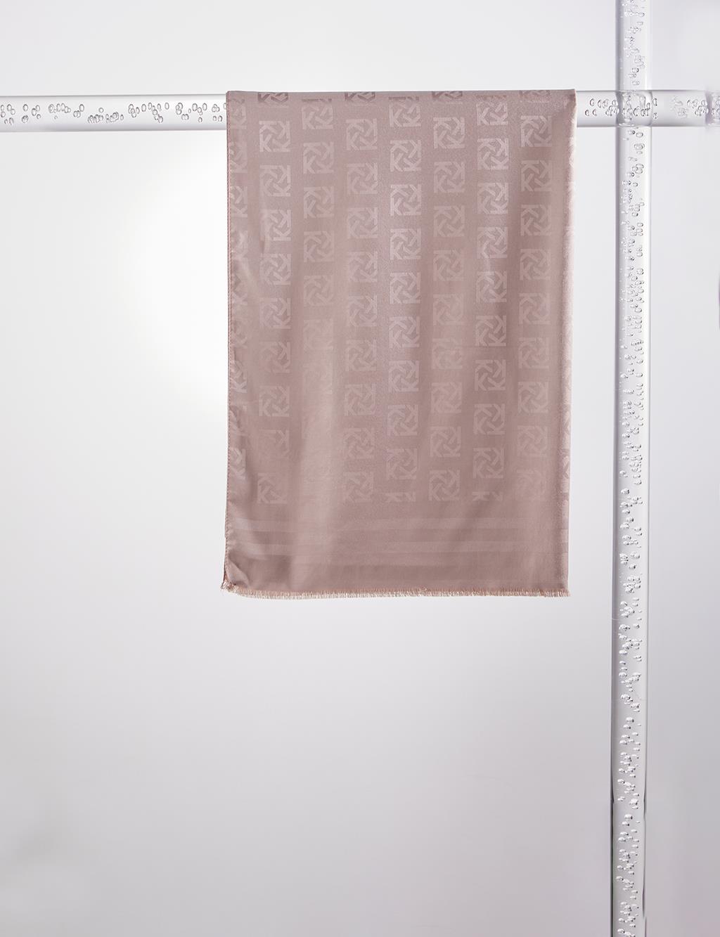 Silk Blend Jacquard Logo Patterned Shawl Mink