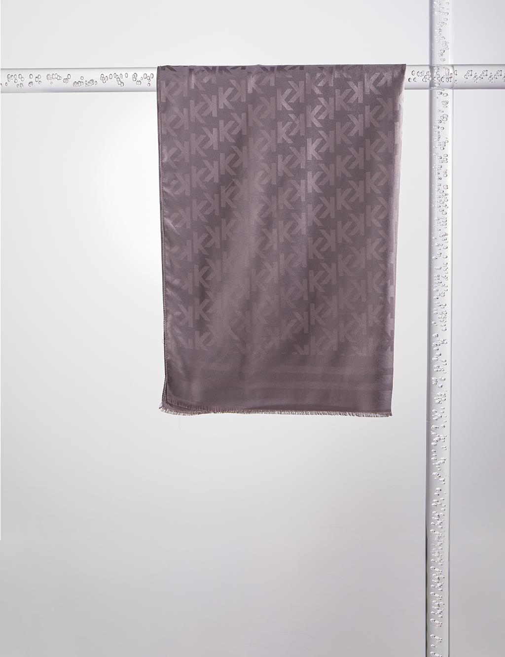 Silk Blend Jacquard Monogram Patterned Shawl Anthracite