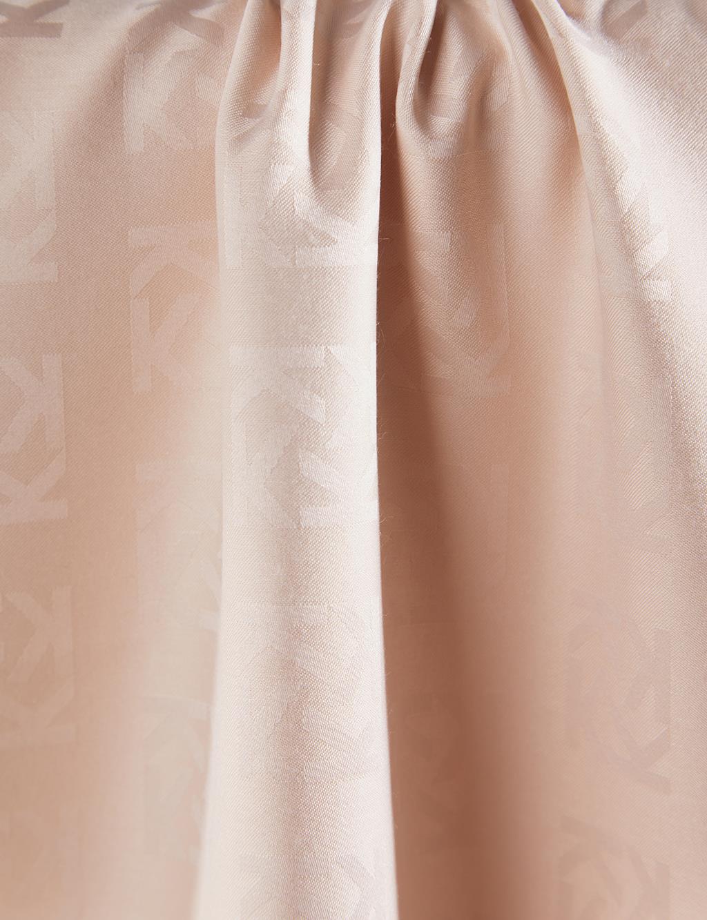 Silk Blend Jacquard Logo Patterned Shawl Cream
