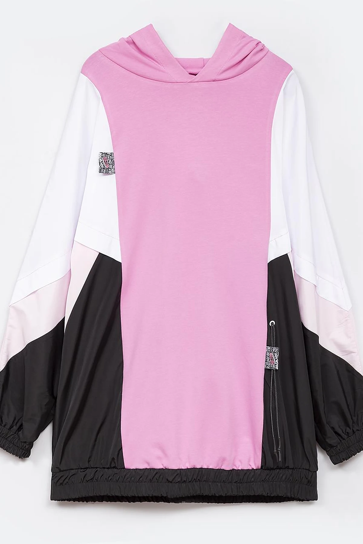 Kapüşonlu Lastikli Garnili SweatShirt Şeker Pembe