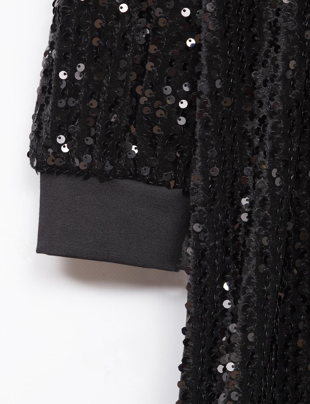 Hooded Sequined Tunic Black