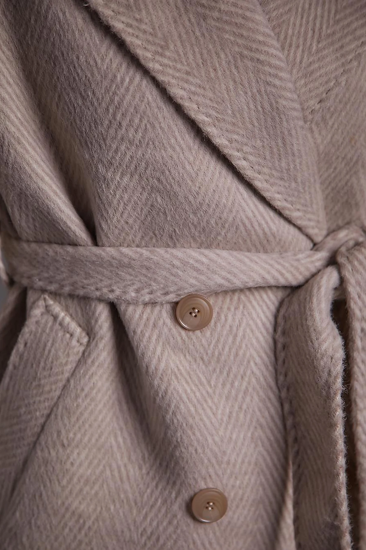 Premium Wool Men's Collar Belted Coat Mink