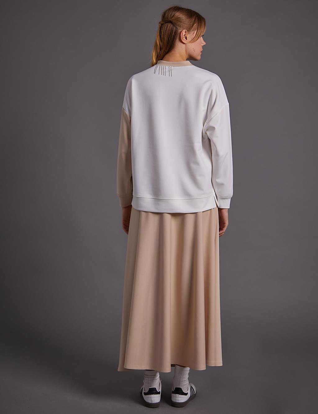 Garnished Skirt Double Suit Beige