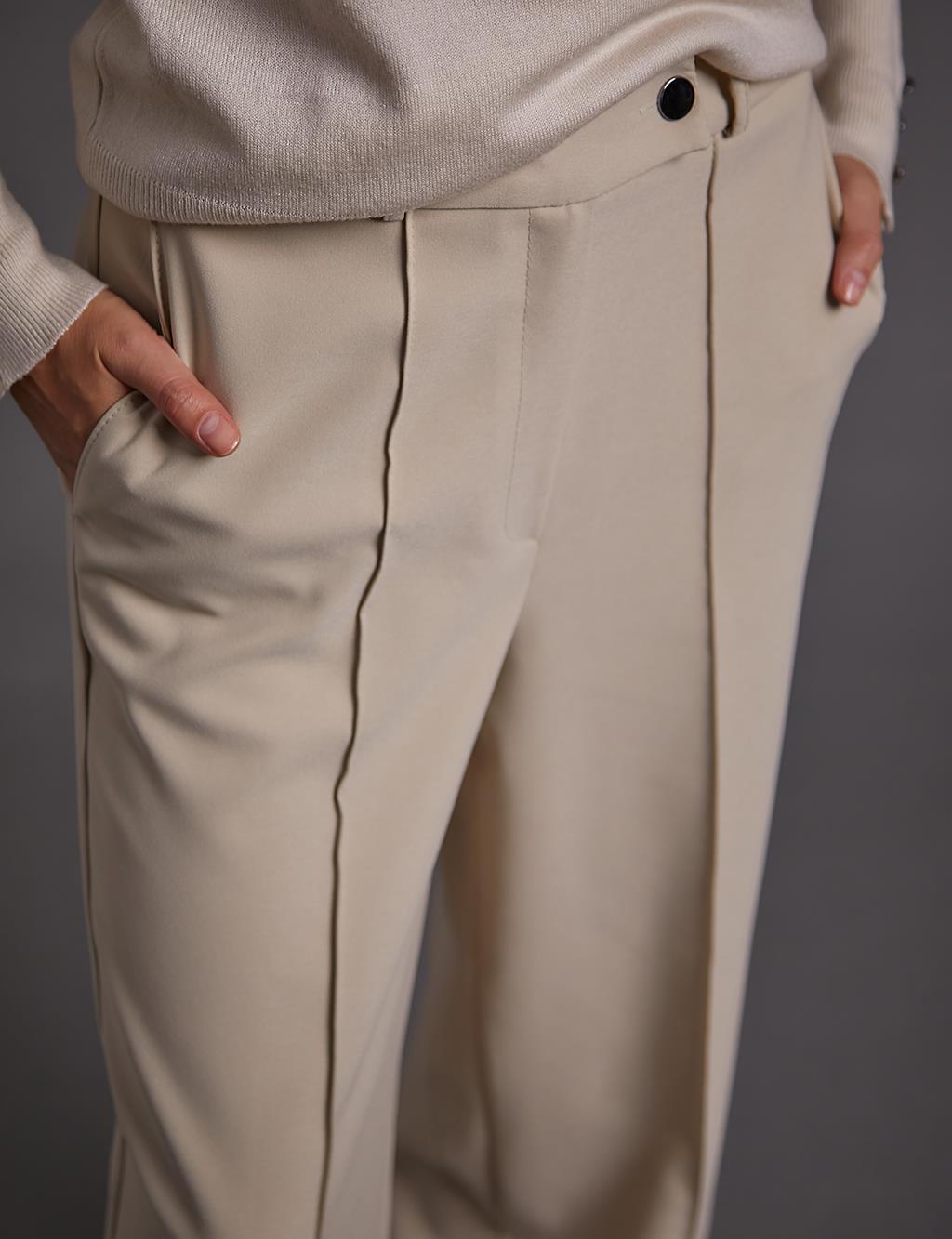 Ironed Wide Leg Trousers Stone