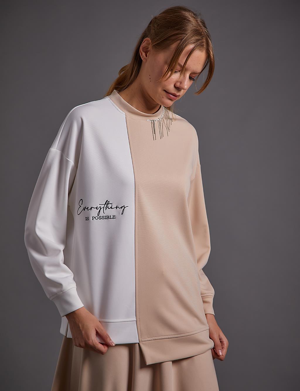 Garnished Skirt Double Suit Beige