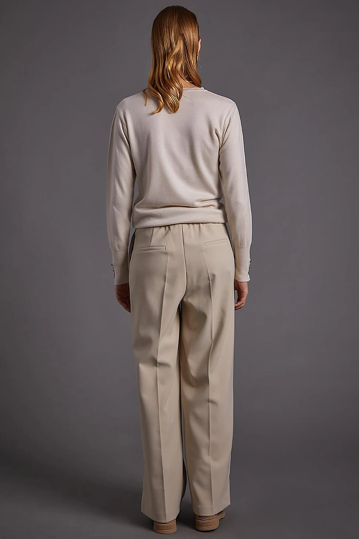 Ironed Wide Leg Trousers Stone