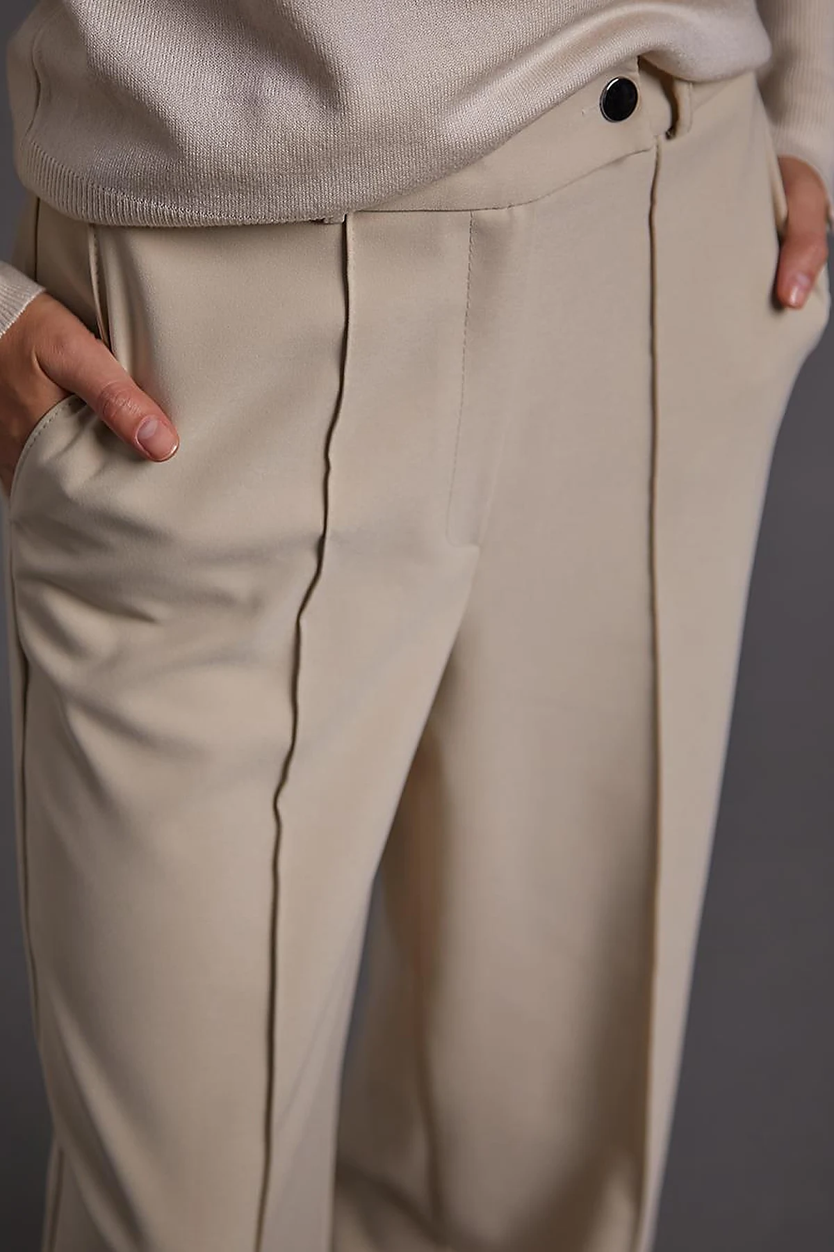 Ironed Wide Leg Trousers Stone