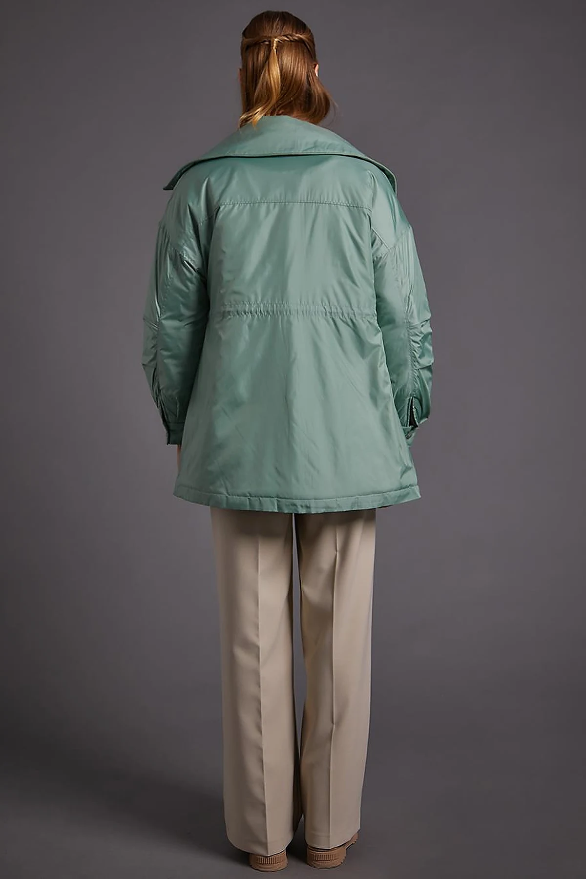 Pocket Detailed Drawstring Waist Coat Ice Green