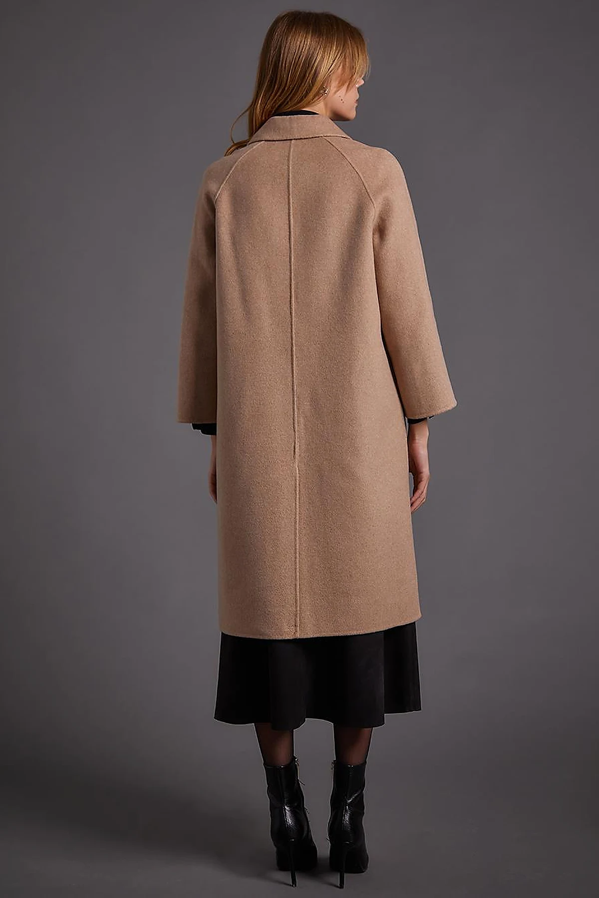 Premium Wool Buttoned Wide Collar Coat Beige