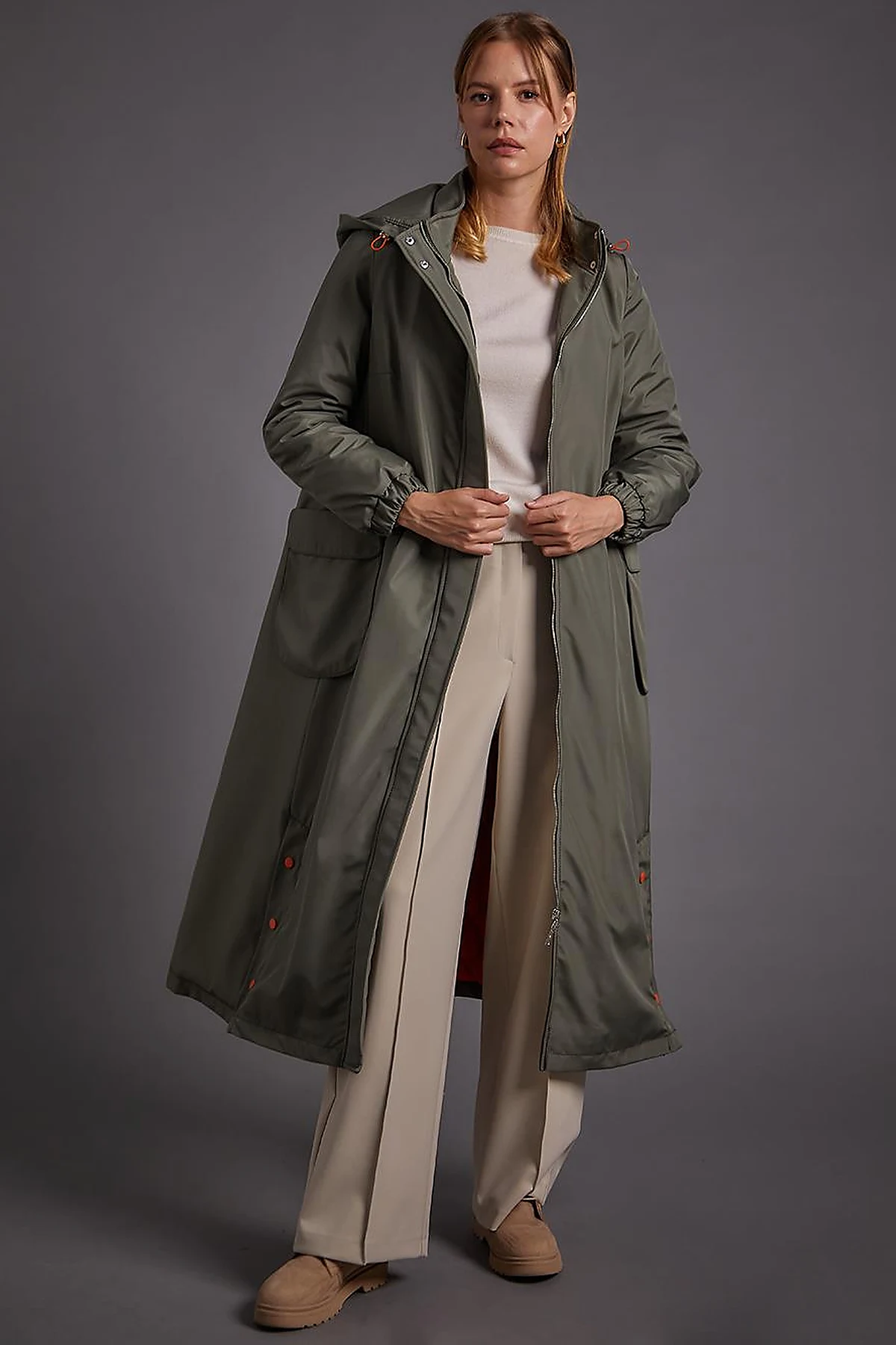 Hooded, Large Pocket, Wear-Go Khaki