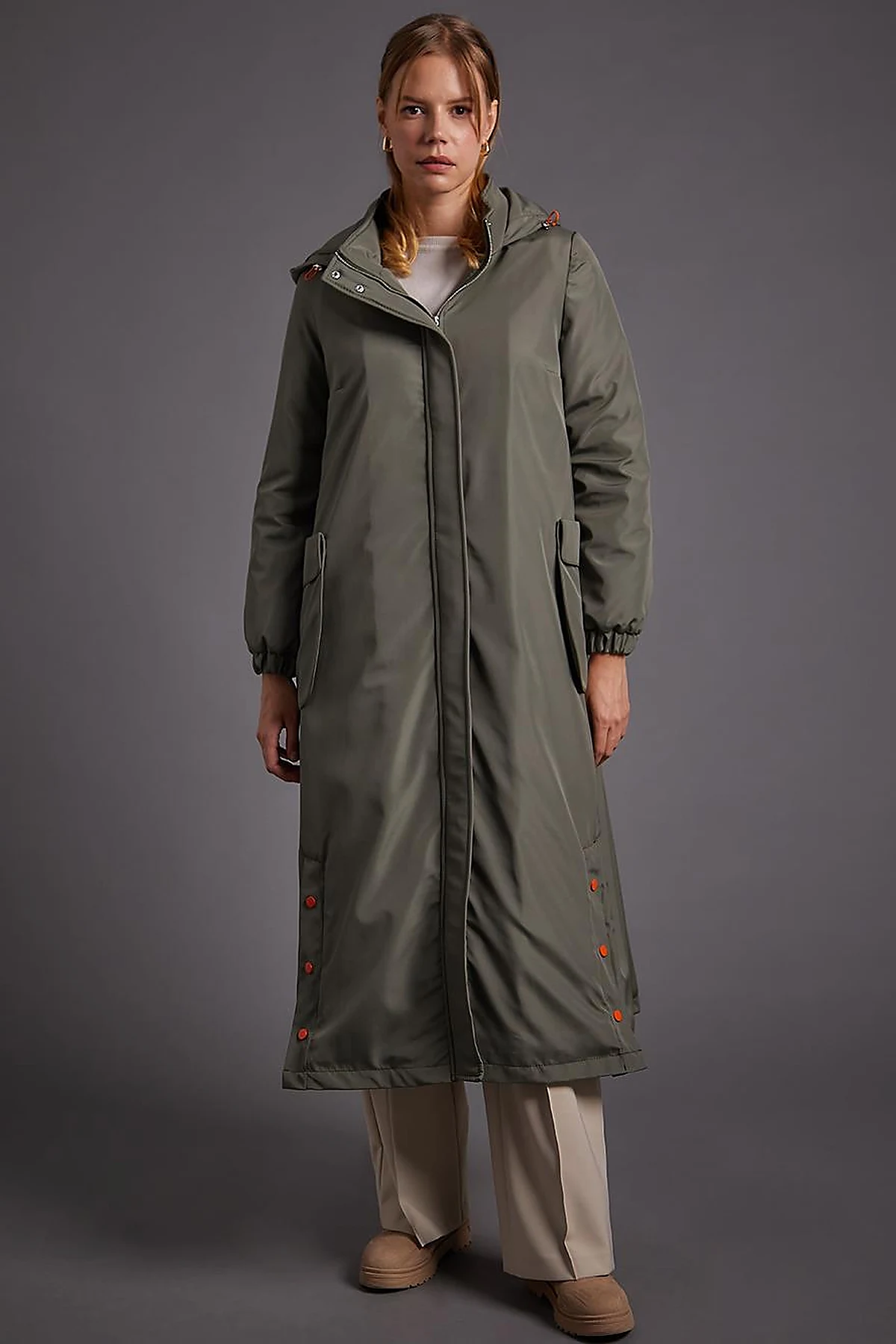 Hooded, Large Pocket, Wear-Go Khaki