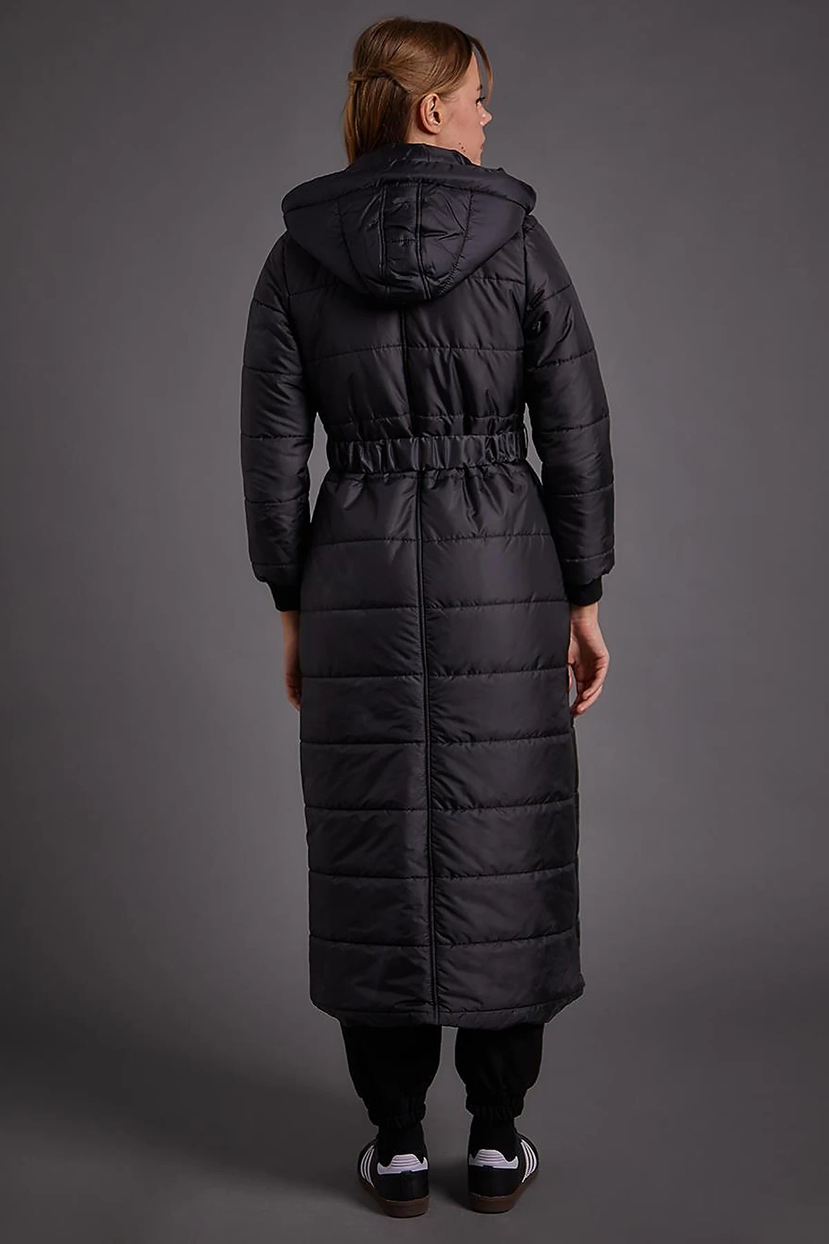 Belted Hooded Anorak Coat Black