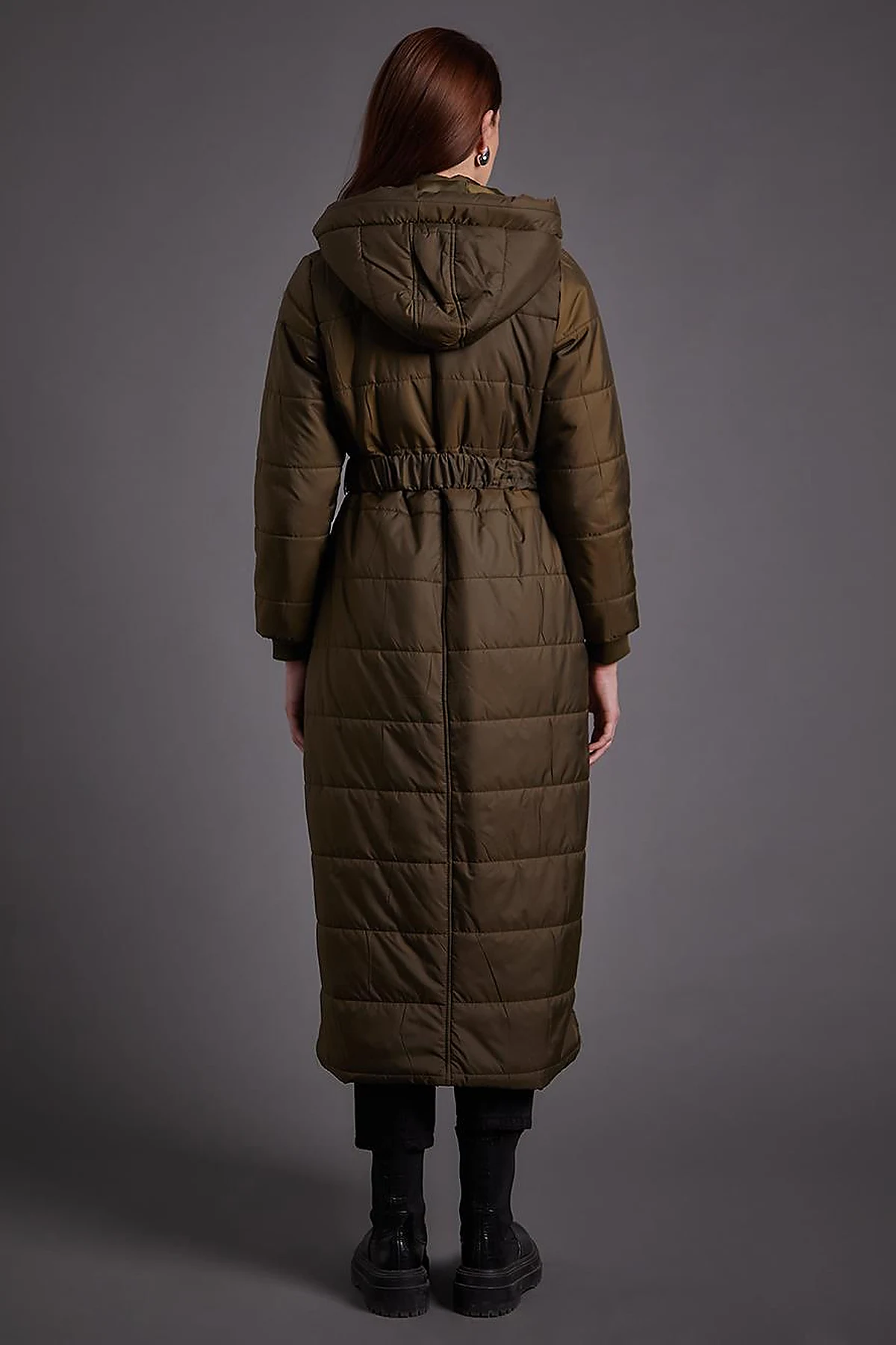 Belted Hooded Anorak Coat Khaki