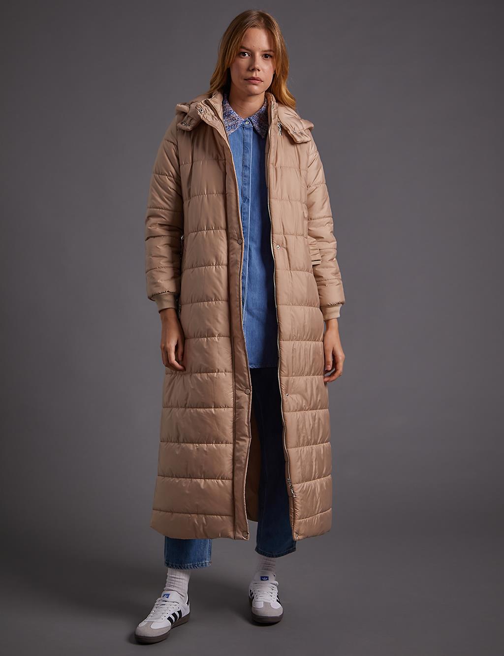 Belted Hooded Anorak Coat Dust Smoke