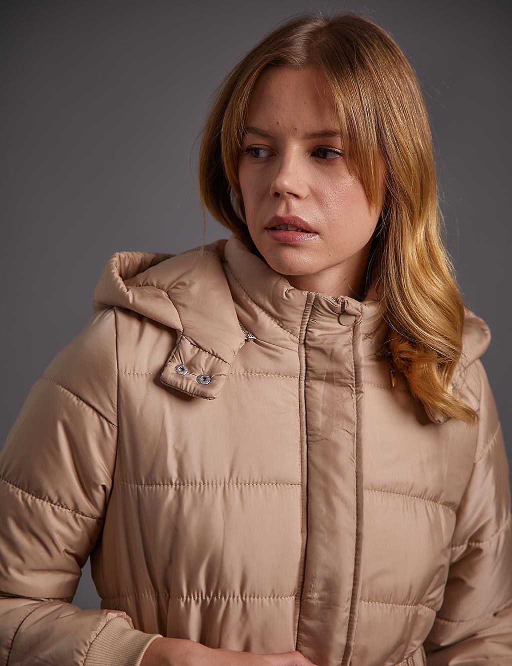 Belted Hooded Anorak Coat Dust Smoke