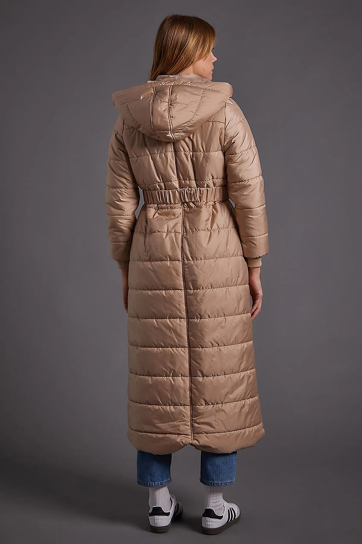 Belted Hooded Anorak Coat Dust Smoke