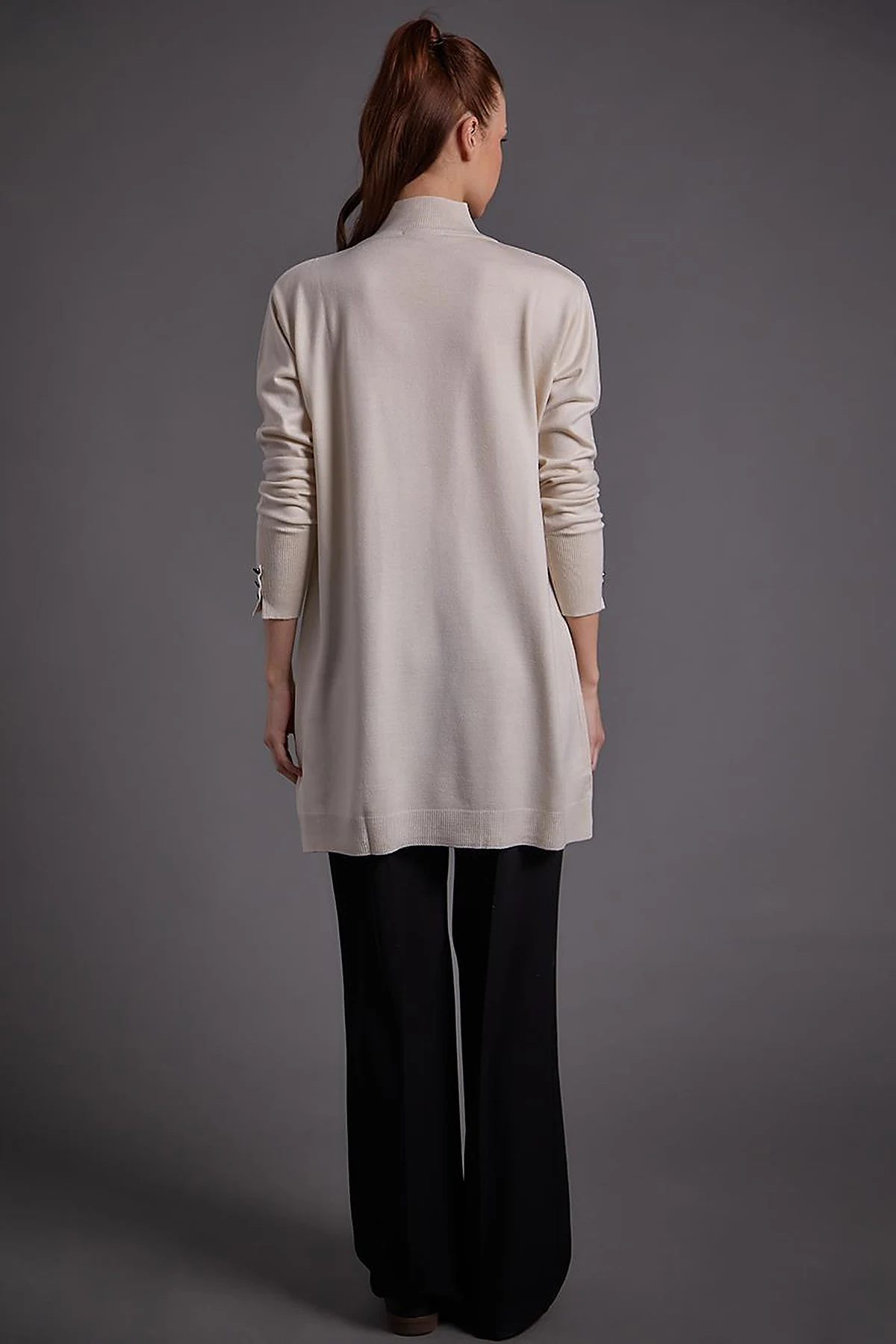 Turtleneck Basic Knitwear Tunic Ecru 