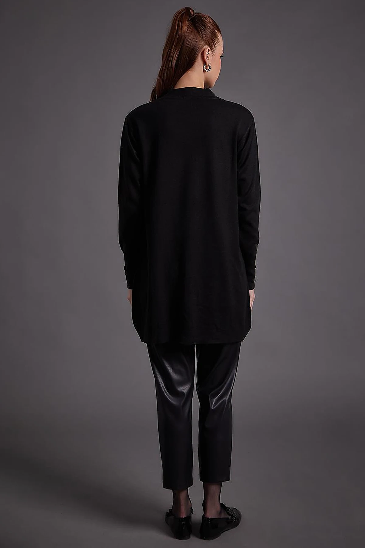 Turtleneck Basic Knitwear Tunic Black