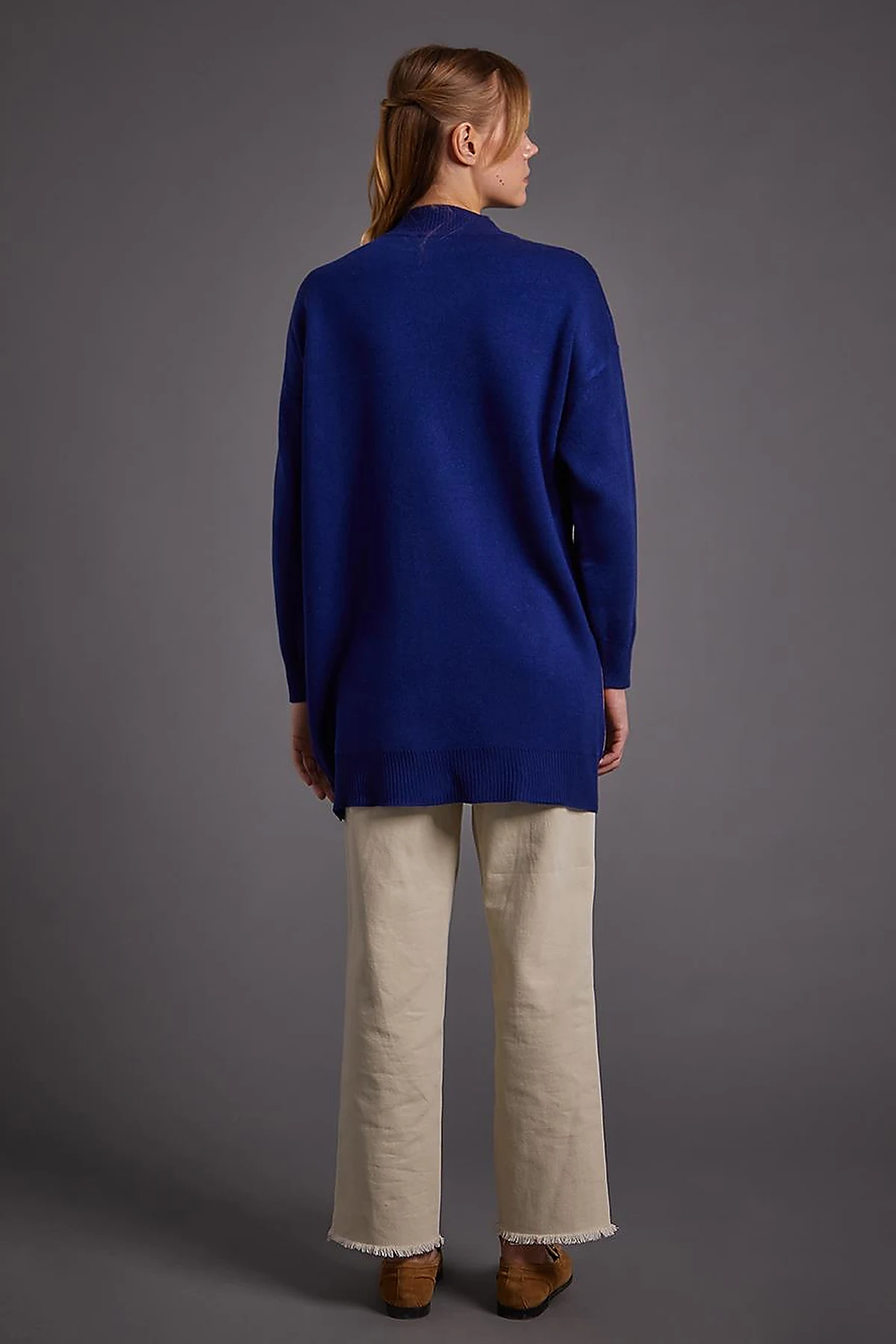 Abstract Pattern Sequin and Bead Embroidered Knitwear Tunic Indigo