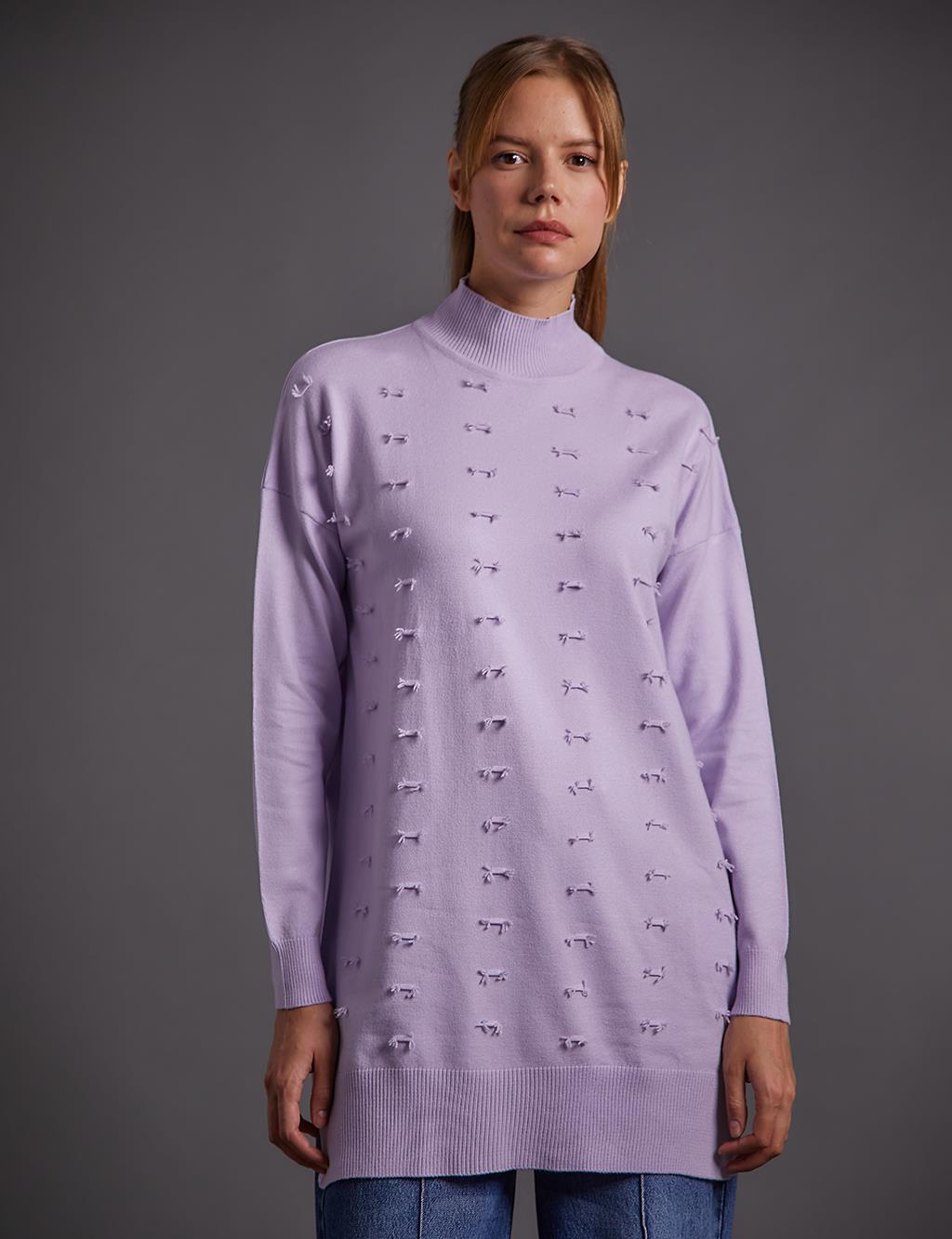 Decorative Tassel Knitwear Tunic Lilac