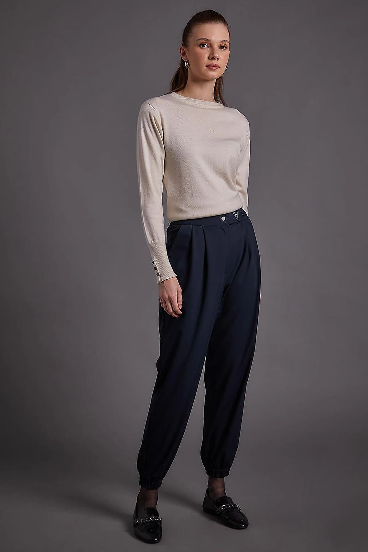Beli Lastikli Jogger Pantolon Koyu Lacivert