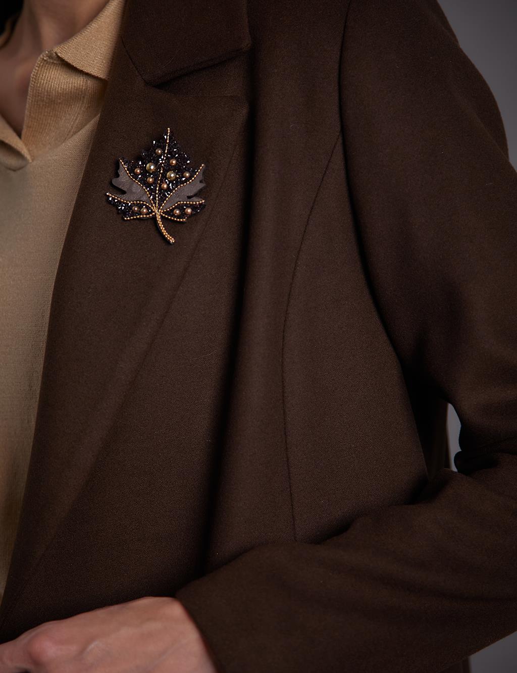 Double Buttoned Men's Collar Coat Dark Brown