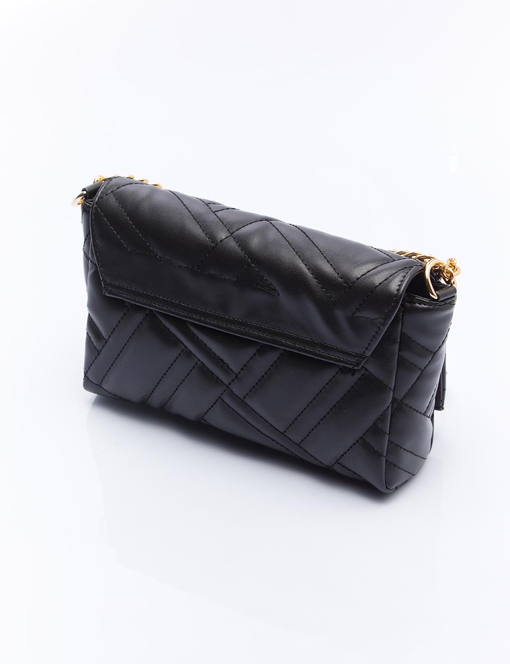 Rectangular Bag with Faux Leather Cover Black