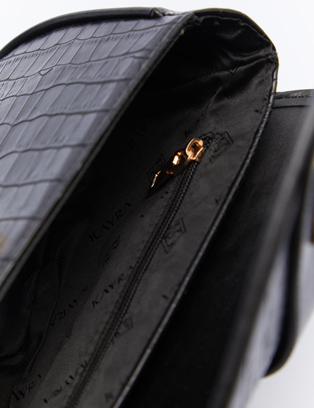 Croco Bag with Chain Strap Black