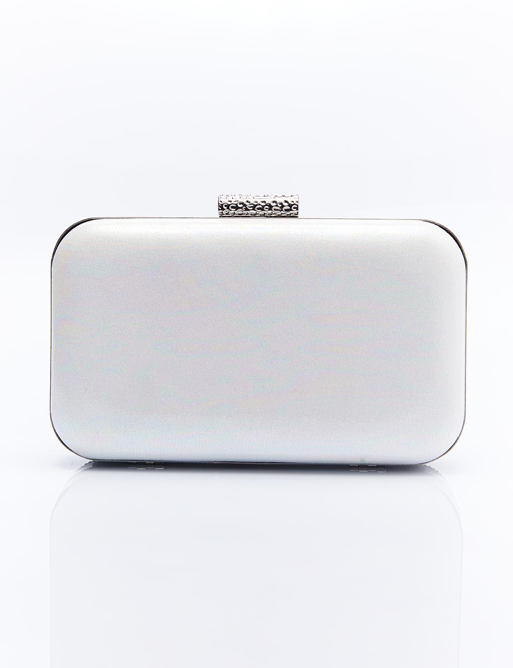Double Sided Pearl Detailed Evening Bag Optical White