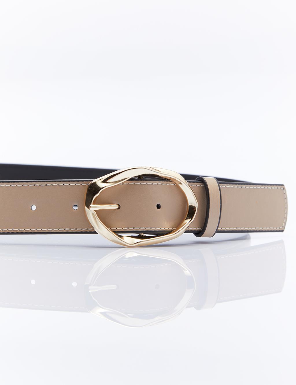 Belt with Small Metal Buckle Gold Mink