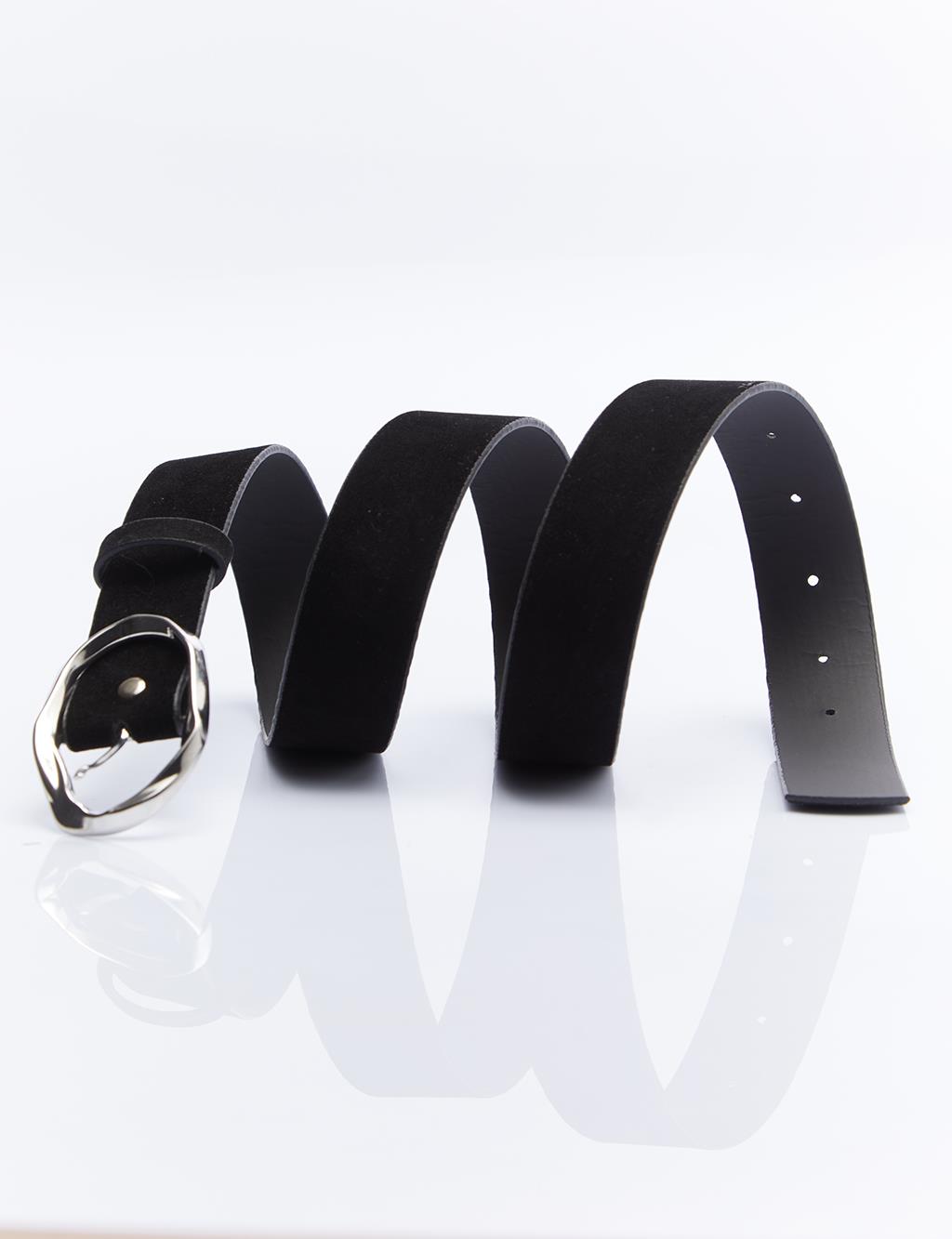 Belt with Small Metal Buckle Black Silver
